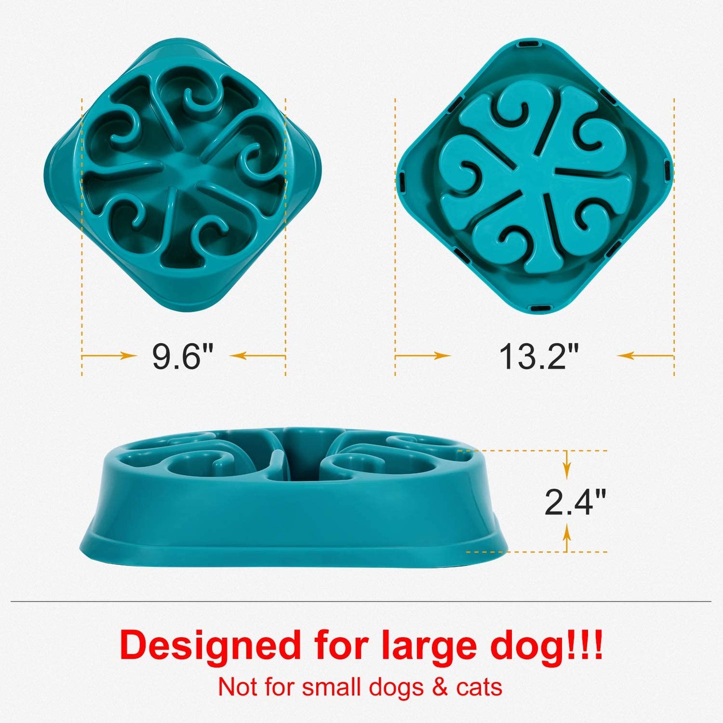 Slow Feeder Dog Bowl for Large Dogs, Anti-Gulping Dog Food Bowls Non-Toxic Eco Friendly Maze Dog Bowl for Big Dogs, Blue